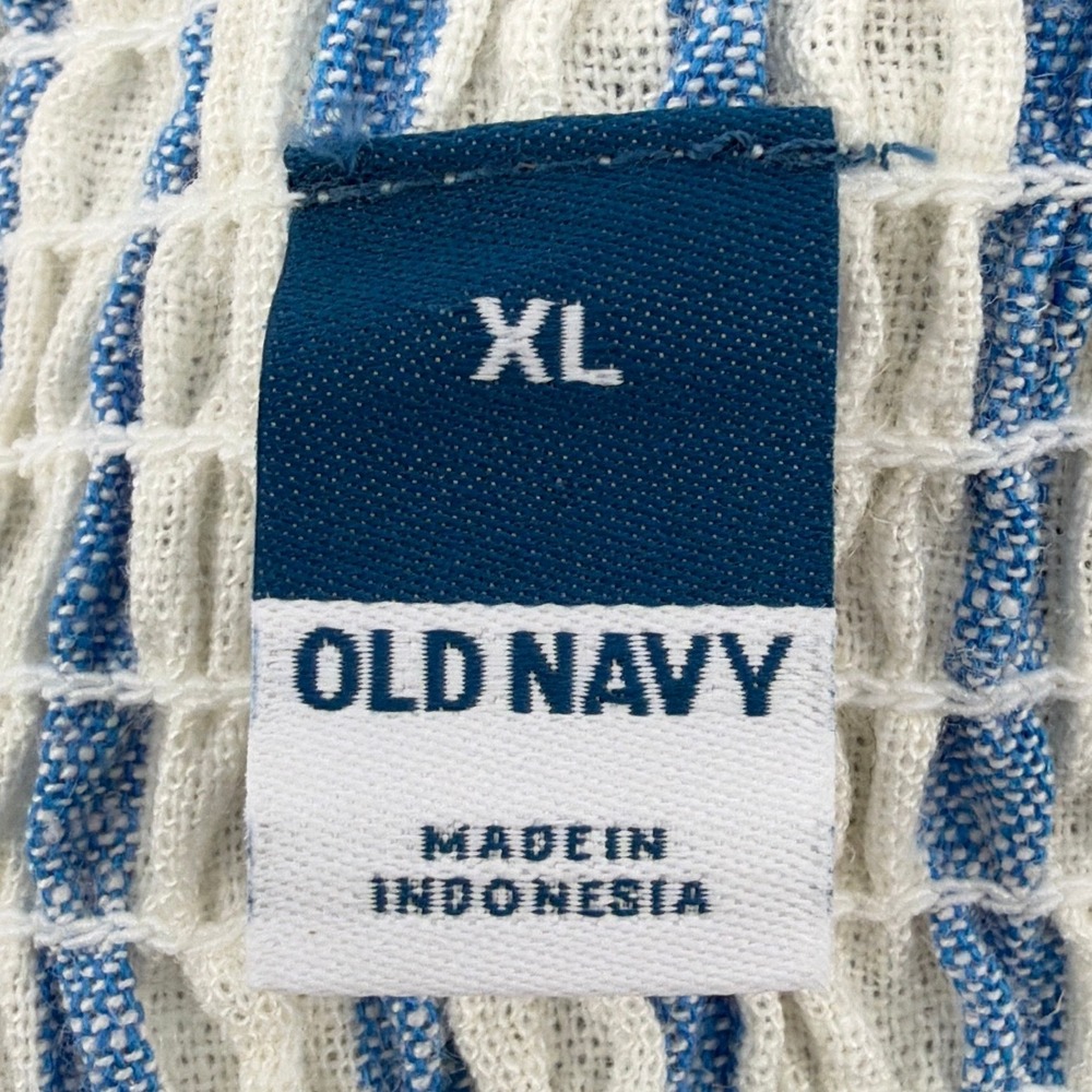 NWT Old Navy Linen Blend Striped Midi Dress Sweetheart Notch Pockets XL Blue - Picture 8 of 12